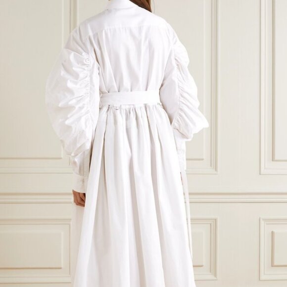 NWT$3195 ALEXANDER MCQUEEN Parka Balloon Puff Sleeve Poplin Midi Shirt Dress 40 - Picture 3 of 16
